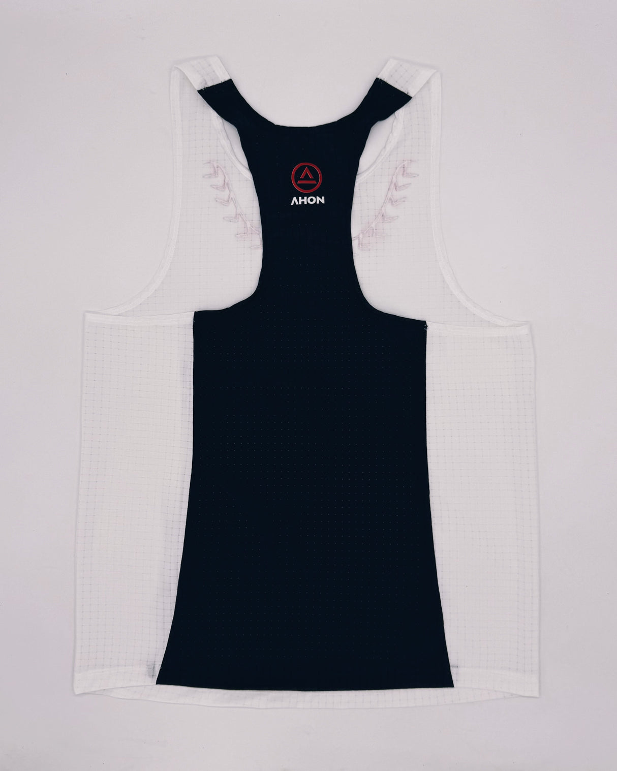 Koling Super Light Singlet white and navy laid flat to show full design