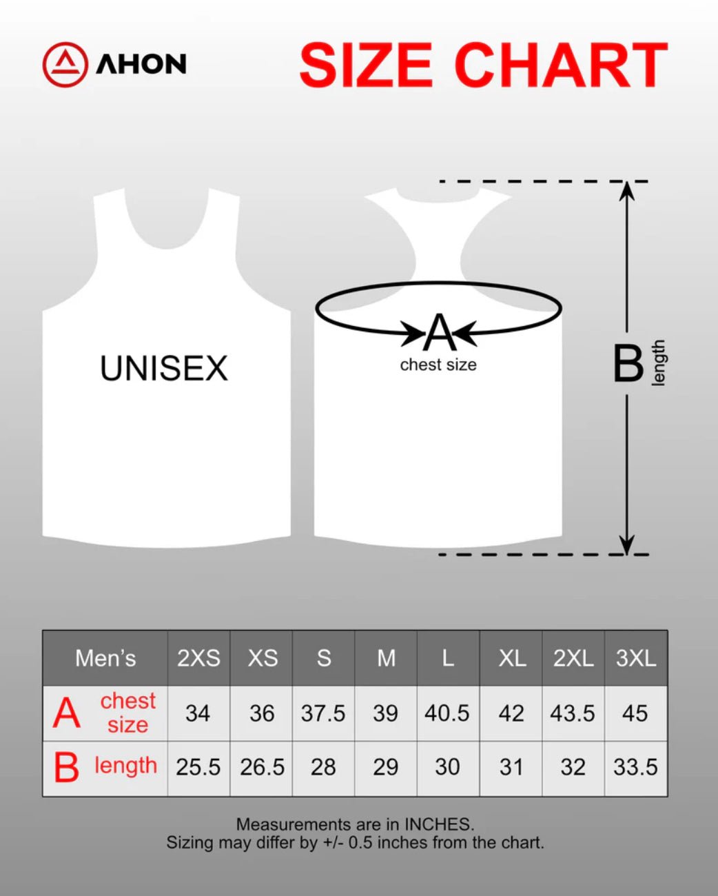 KSU Singlet size chart
