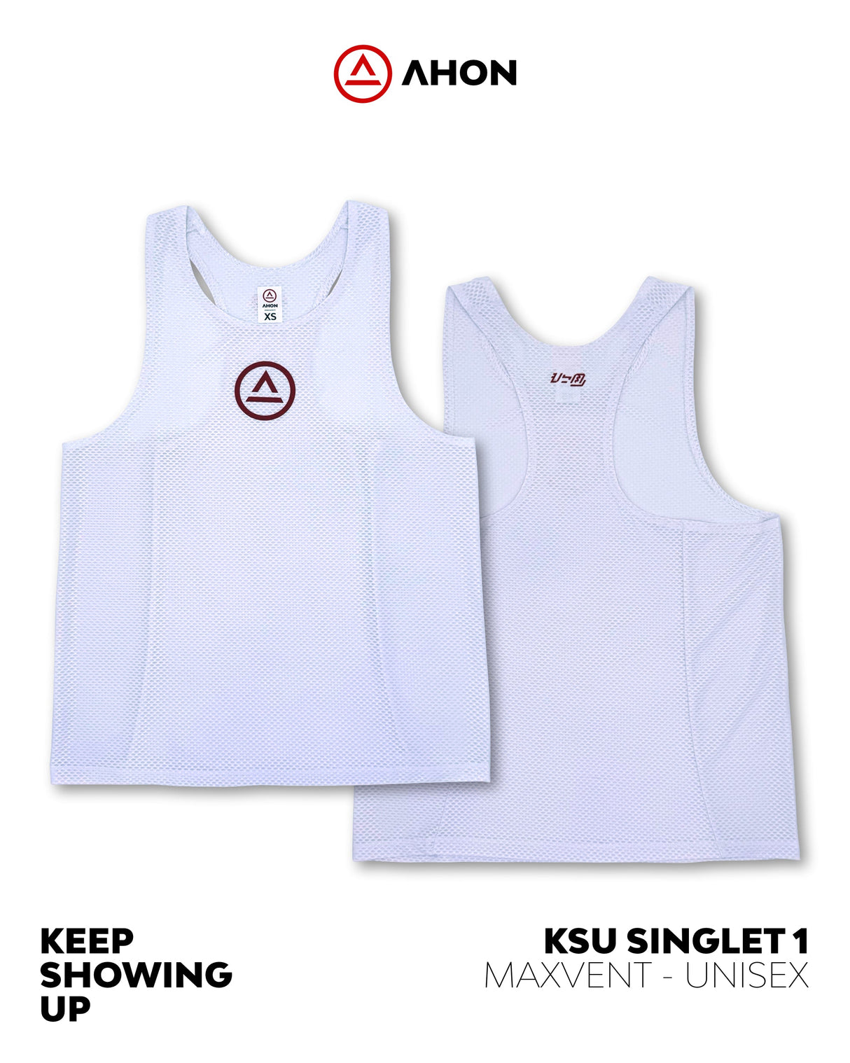 KSU Singlet 1 laid flat – white colorway with race-ready cut