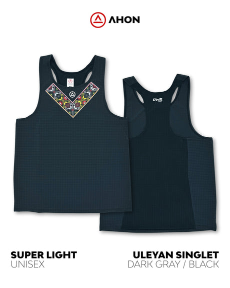 Ahon Uleyan Singlet in dark gray with Filipino-inspired chest pattern