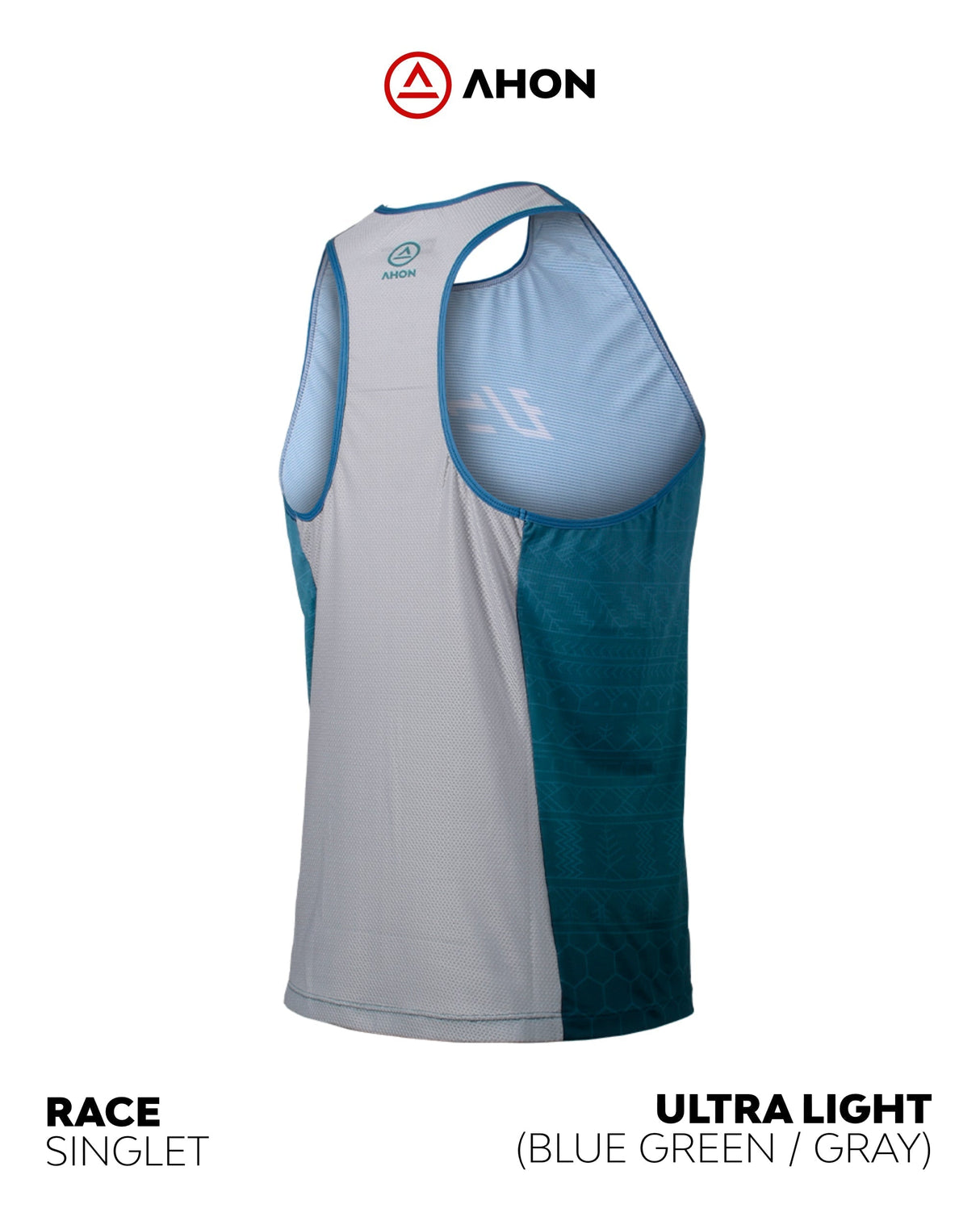side view of the Ahon Ultra Light Singlet (blue green / gray)