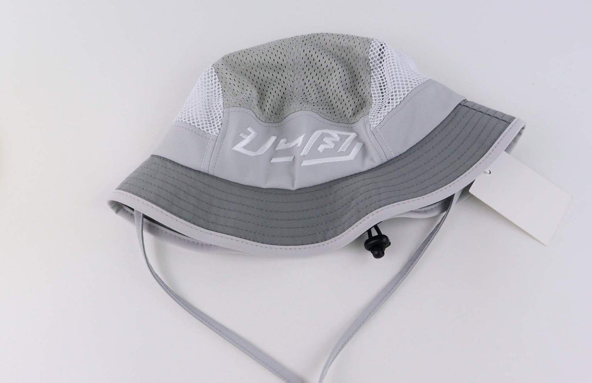 Baybayin Bucket Hat (Gray) displayed flat to show 7-panel construction and soft brim.