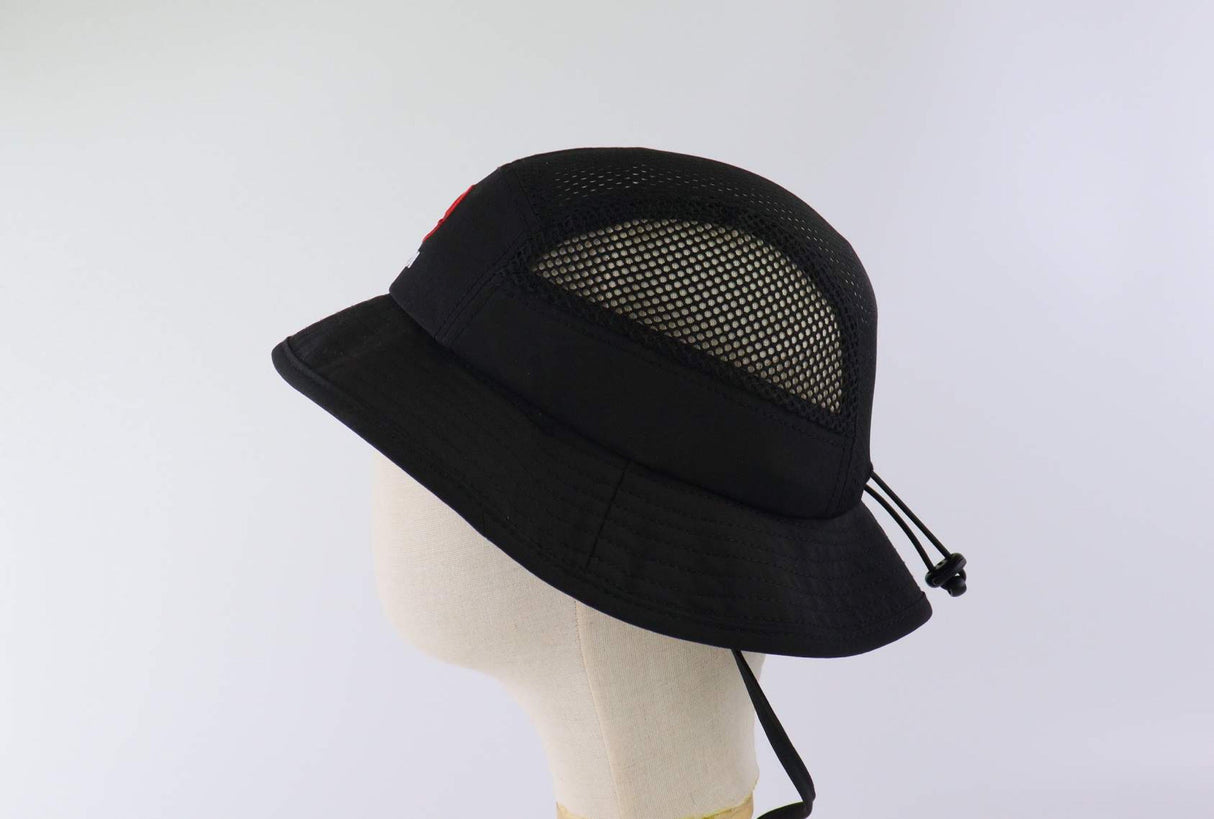 Side profile of Ahon Logo Bucket Hat showing soft brim and panel shape