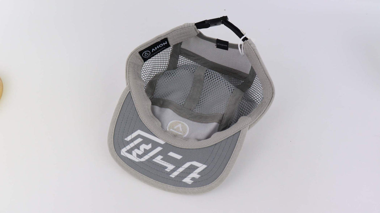under view of breathable gray running cap