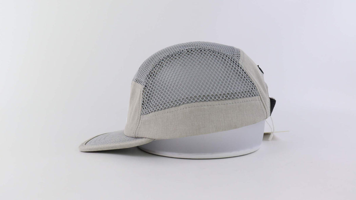 Side view of breathable gray running cap