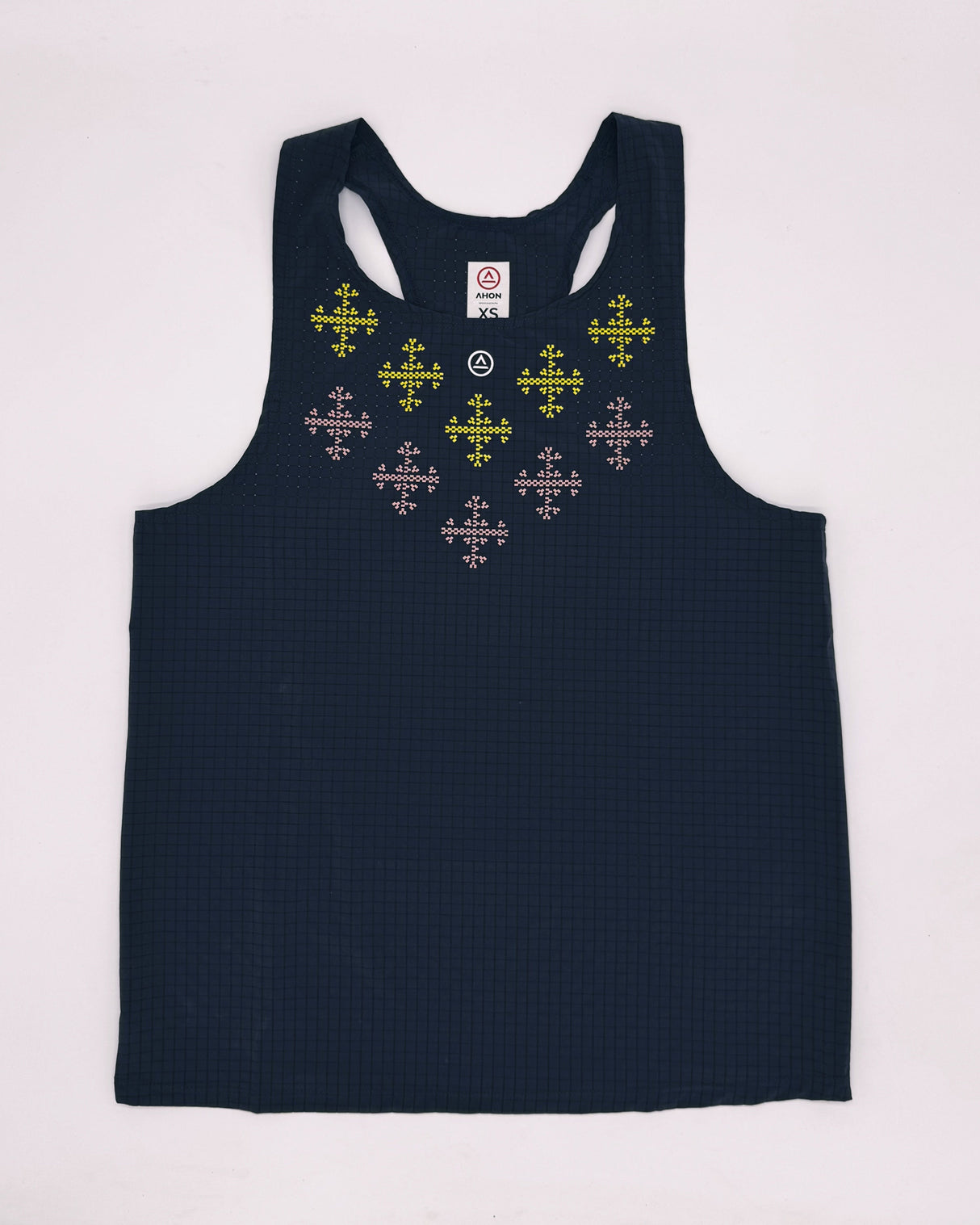 Full front view of Apo Super Light Singlet showing breathable fabric and signature print.