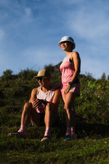 female trail runner in Ahon Trail Shorts Pro (colorway 1) 3 - inch inseam