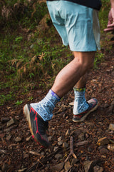 Ahon Trail Shorts Pro Colorway 2 – 5-inch split shorts in light blue and mint, shown on runner