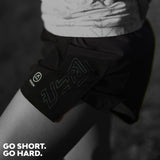 Close-up of Ahon Trail Shorts Pro (Colorway 4) showing split side design and side pockets