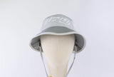 Close-up of the Baybayin script embroidery on the Ahon Bucket Hat in gray.