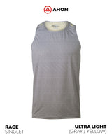 front view of the Ahon Ultra Light Singlet (gray / yellow)